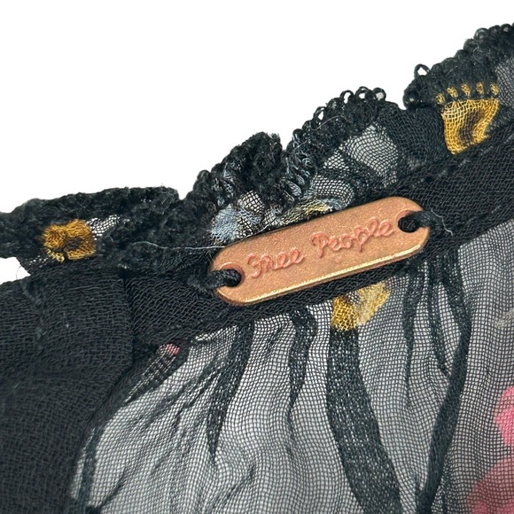 Free People Sheer Floral Open Back Top Size Small - Picture 3 of 3